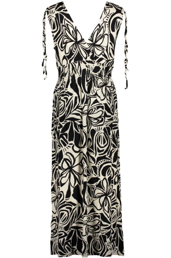 MILA JURK MET V HALS EN PATROON 57367 60 000999 BLACK/OFF-WHITE
